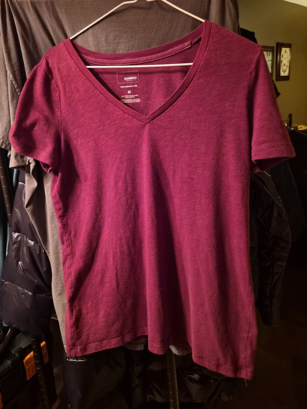 Sonoma Women's Size M V-Neck Short Sleeve Tee in Burgundy